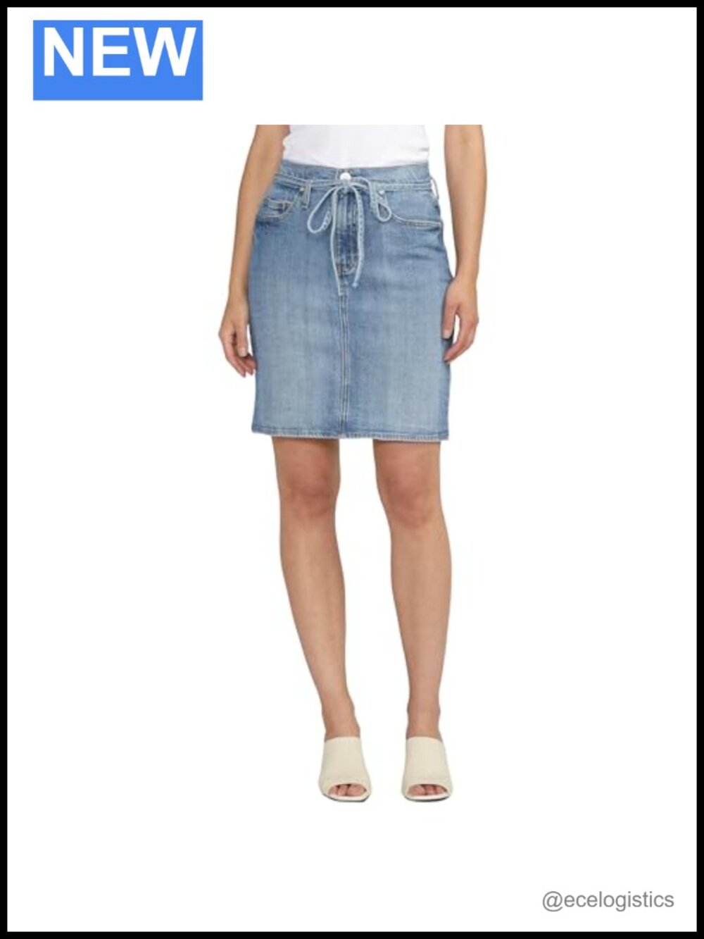 Casual Mid-Length Skirt with Waist-Tie Cotton Blend Size 4